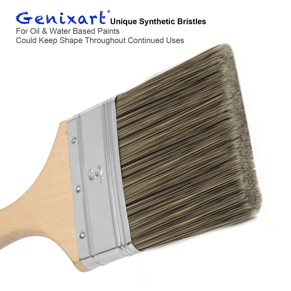 Genixart 3in chip brush ideal for deck staining and wide strokes.