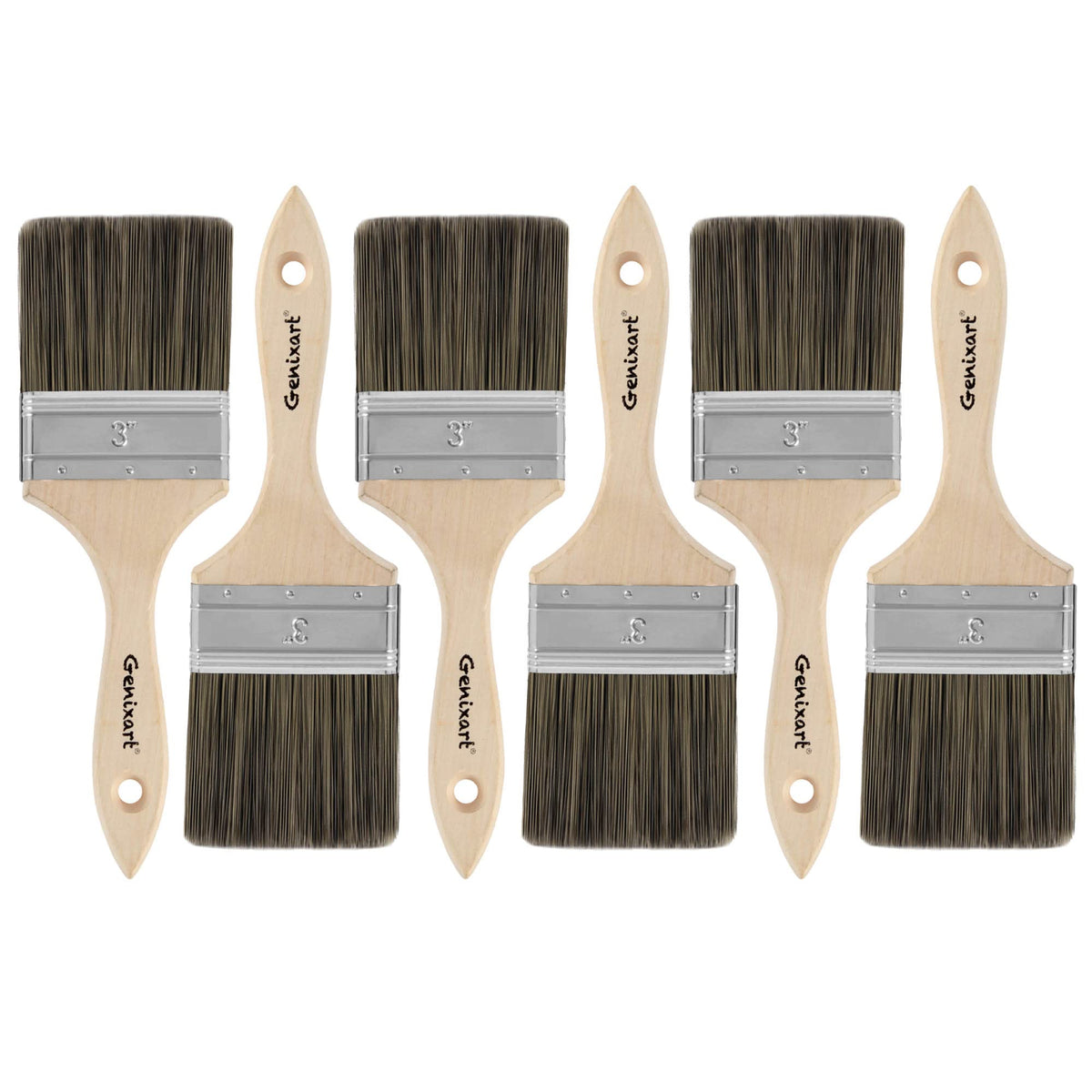 Genixart double thick chip brush 3in for walls and furniture delivers a smooth finish.
