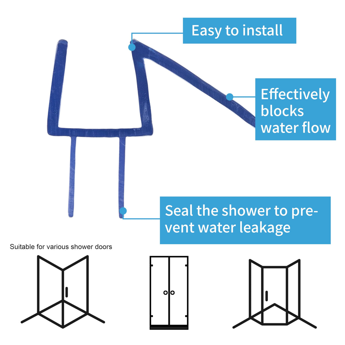 GENNHOPO shower door bottom seal cuttable to fit 3/8 inch glass.