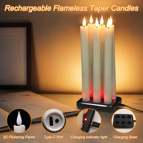 GenSwin 3D flame flameless taper candle with realistic wax coating.