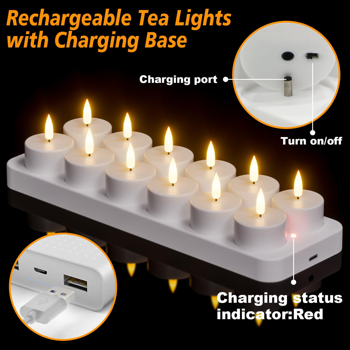 GenSwin charging base with tealights glowing softly while charging.