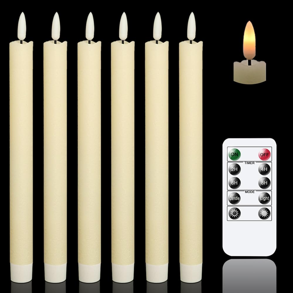 GenSwin flameless ivory taper candles with remote create safe, ambient lighting for evenings