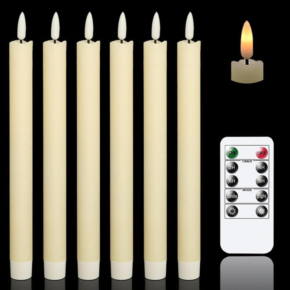 GenSwin flameless ivory taper candles with remote create safe, ambient lighting for evenings