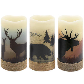GenSwin flameless candles with forest deer decals casting warm ambience for cozy evenings