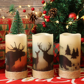 GenSwin flameless candles with moose decal adding rustic charm indoors