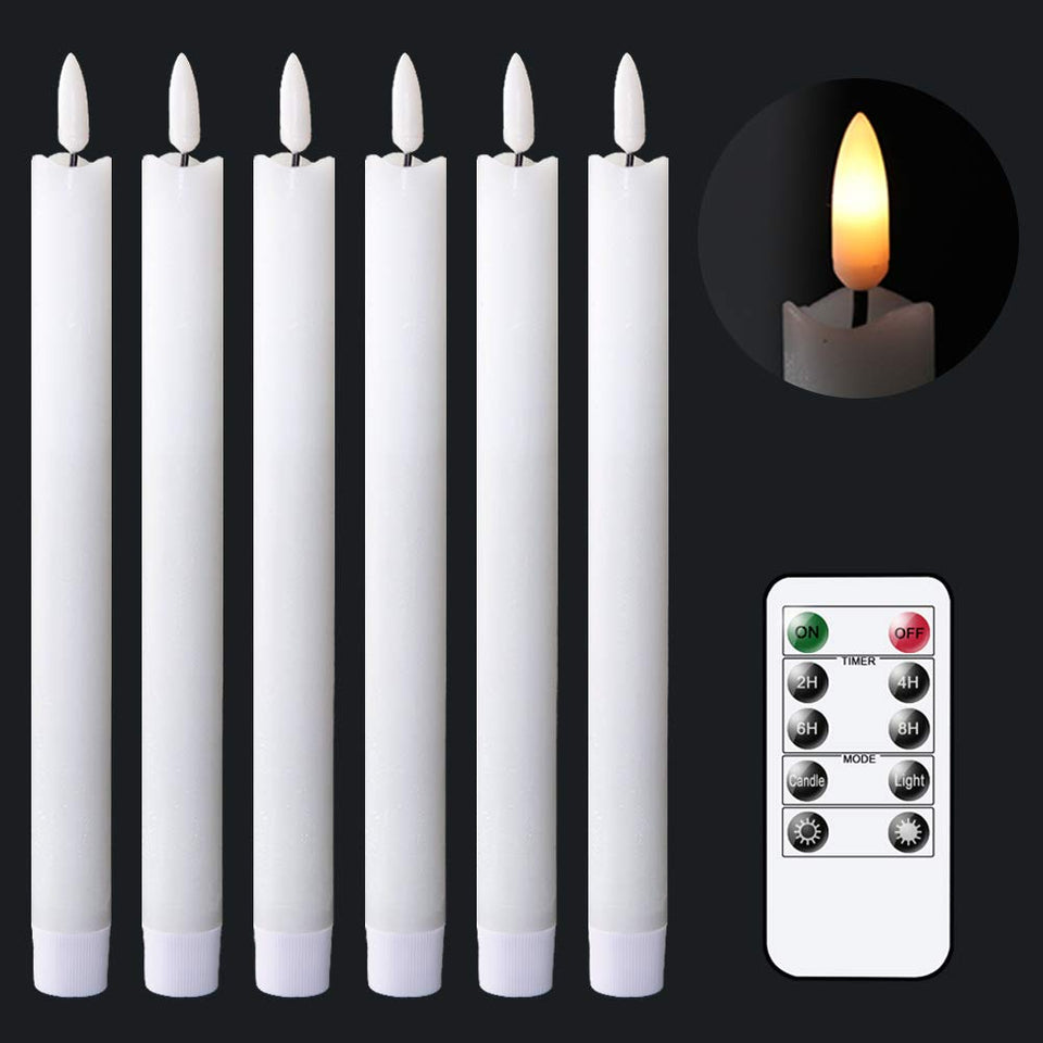 GenSwin flameless taper candles six-pack for safe, cozy ambience without flame.