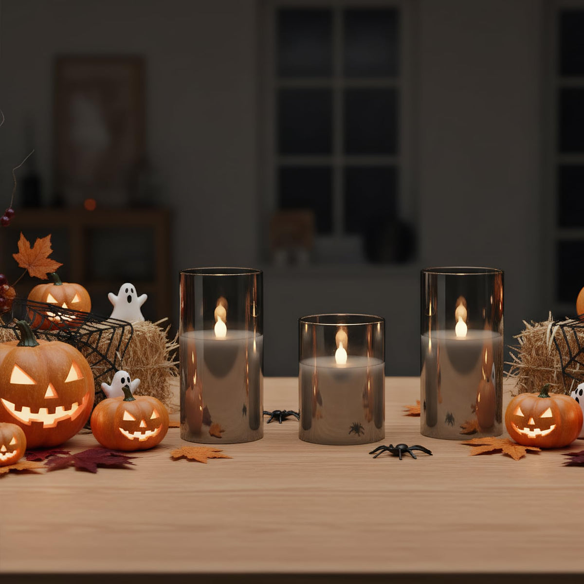 GenSwin gray glass flameless candles set of 3 for versatile décor