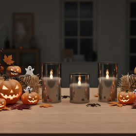 GenSwin gray glass flameless candles set of 3 for versatile décor