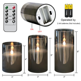 GenSwin gray glass flameless candles battery-operated for safe homes with kids