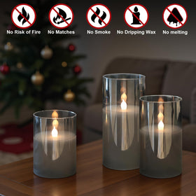 GenSwin gray glass candle with remote for brightness and timer control