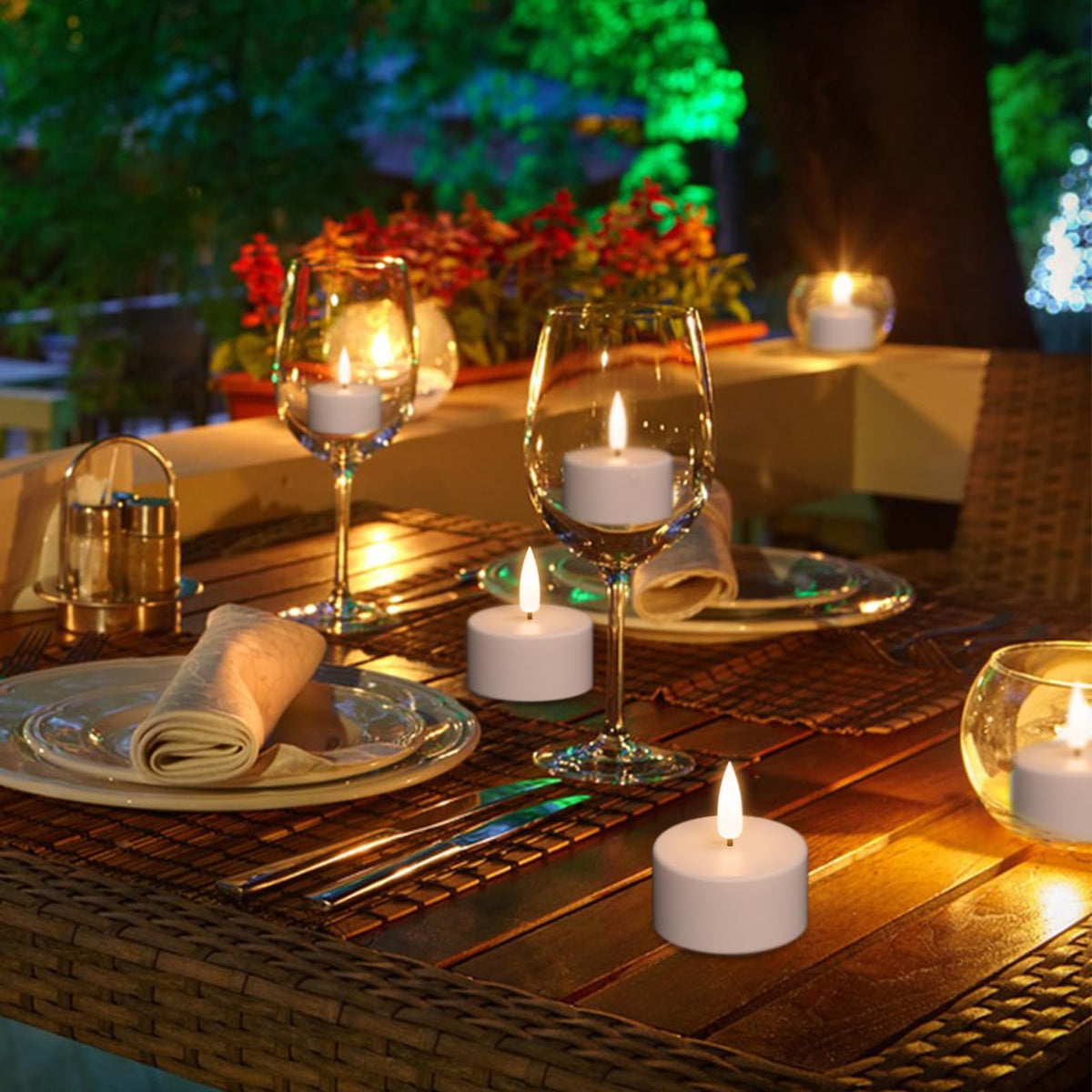 GenSwin Halloween table centerpiece decor with glowing tealights.