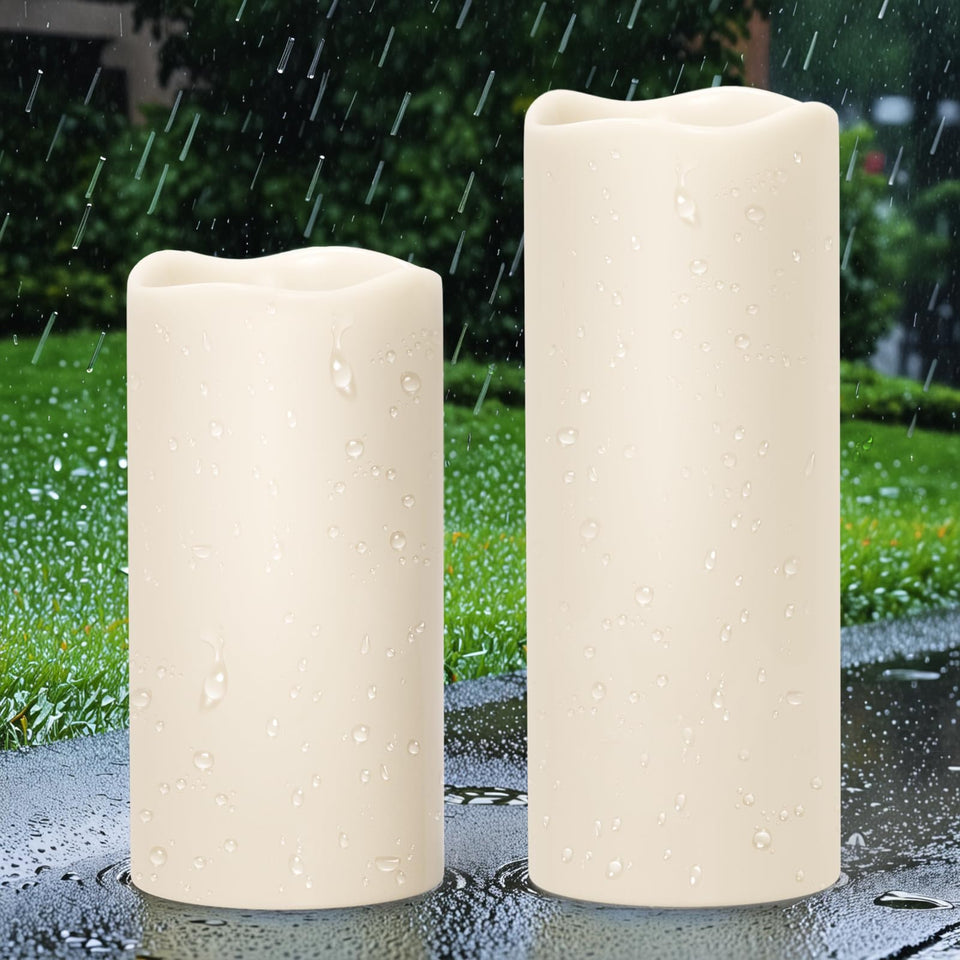 GenSwin solar outdoor flameless candle front view, weatherproof for durable garden lighting