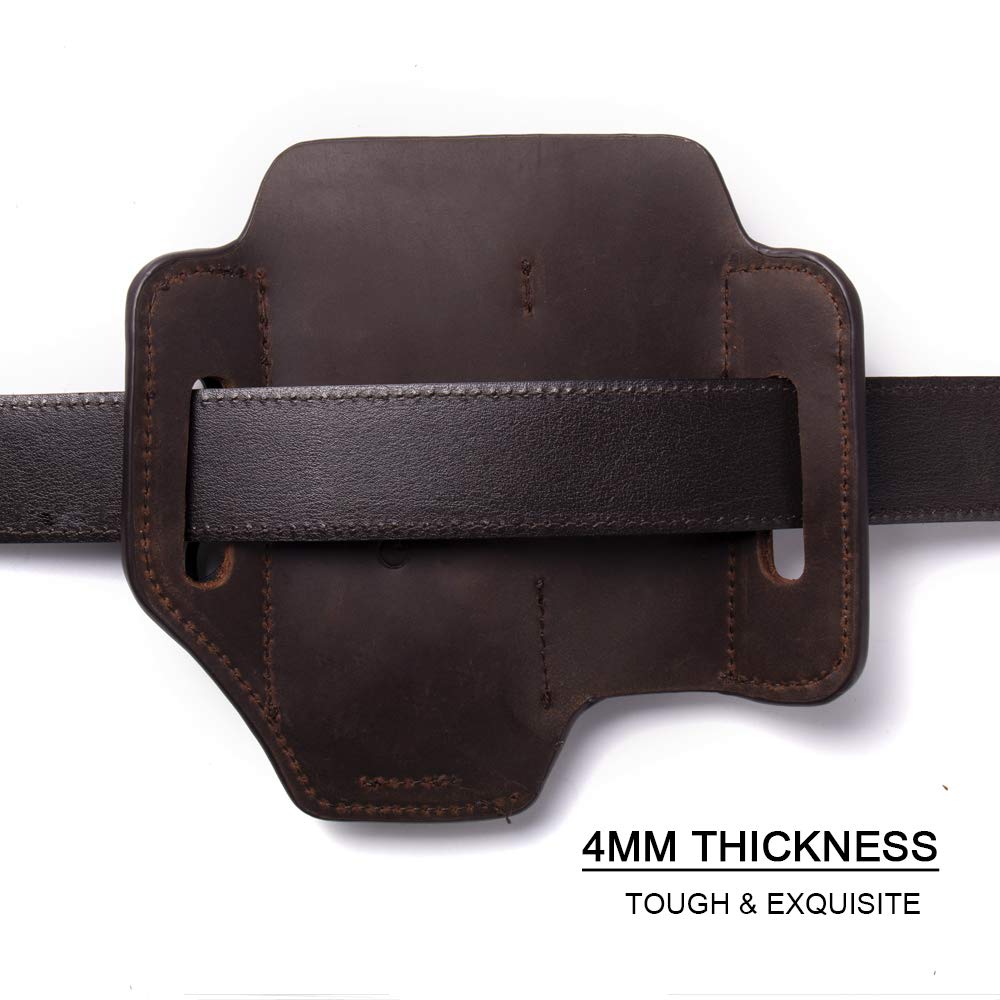 Gentlestache dark brown leather finish complements professional outfits.