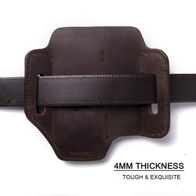 Gentlestache dark brown leather finish complements professional outfits.