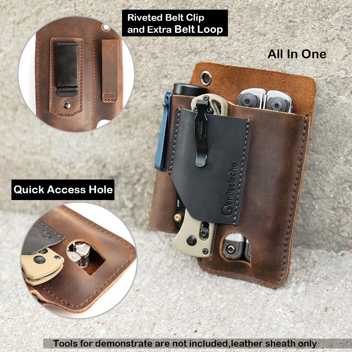 Gentlestache dark brown leather ages gracefully, forming a rich patina.