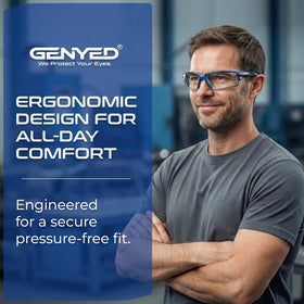 GENYED lightweight safety glasses stay comfortable all day with low-profile design.