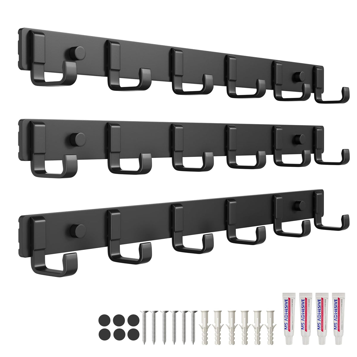 Geobella 16-inch wall-mount coat rack with six hooks for organized entryways.