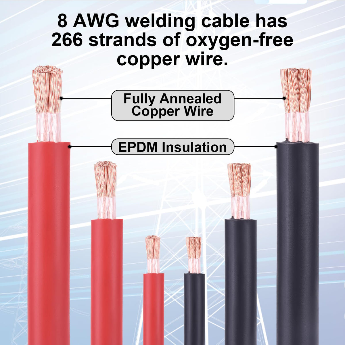 Geosiry 8 gauge black battery cable for reliable automotive and marine power links