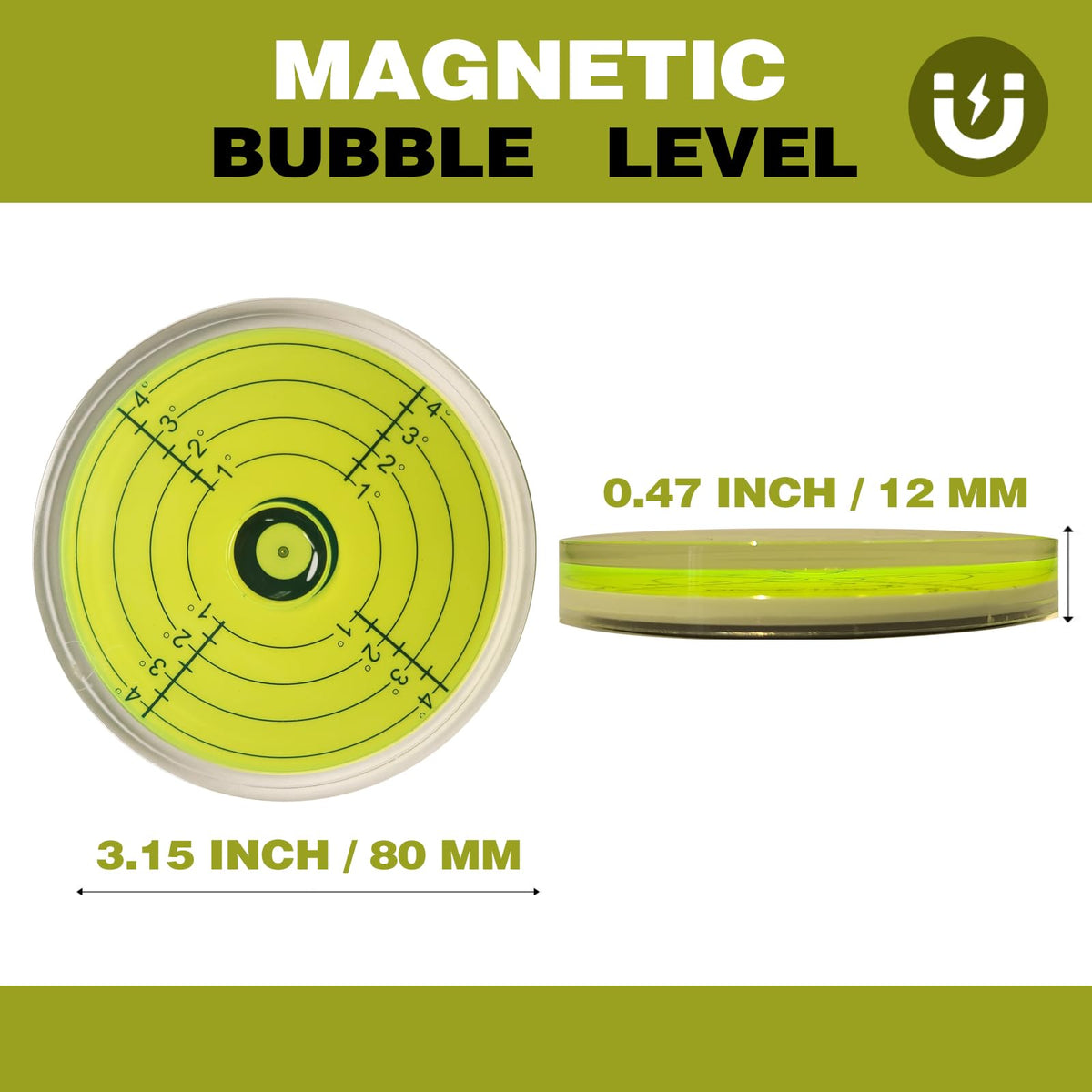 Geouniver Bullseye level acrylic shell for clear bubble visibility in tight spaces.