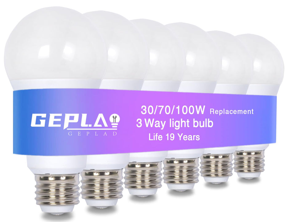 GEPLAD 6-pack 3-way bulb in soft white 3000K for flexible lamp brightness