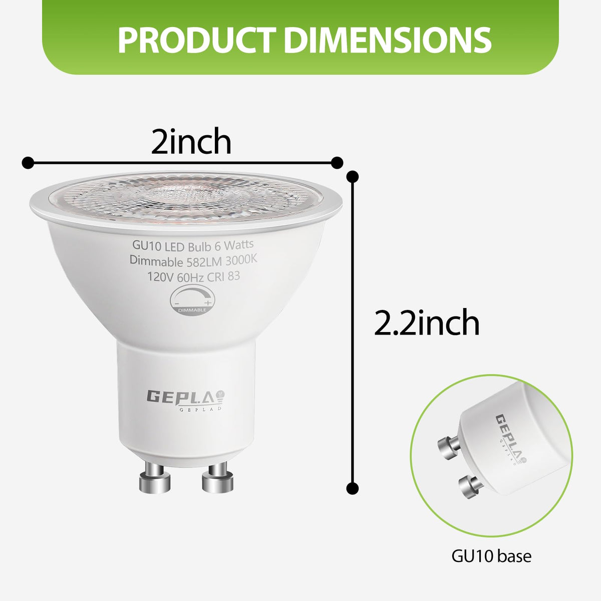 GEPLAD GU10 LED bulbs come with a 2-year replacement warranty.