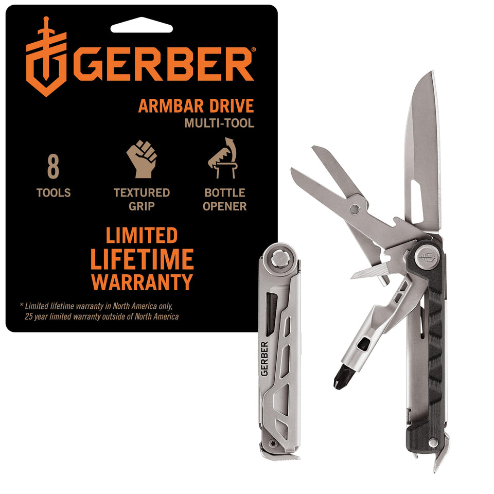 Gerber Armbar Drive multitool with 2.5 inch blade for quick, controlled cuts.