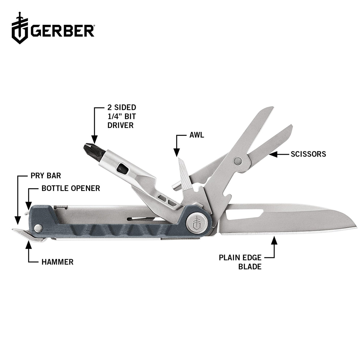Gerber Armbar Drive plain-edge blade for quick field cuts.