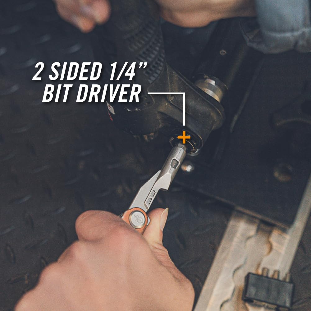 Gerber Armbar Drive urban-blue handle offers a comfortable grip.