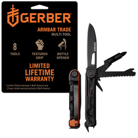 Gerber Armbar Trade blade with plain edge for camping tasks.