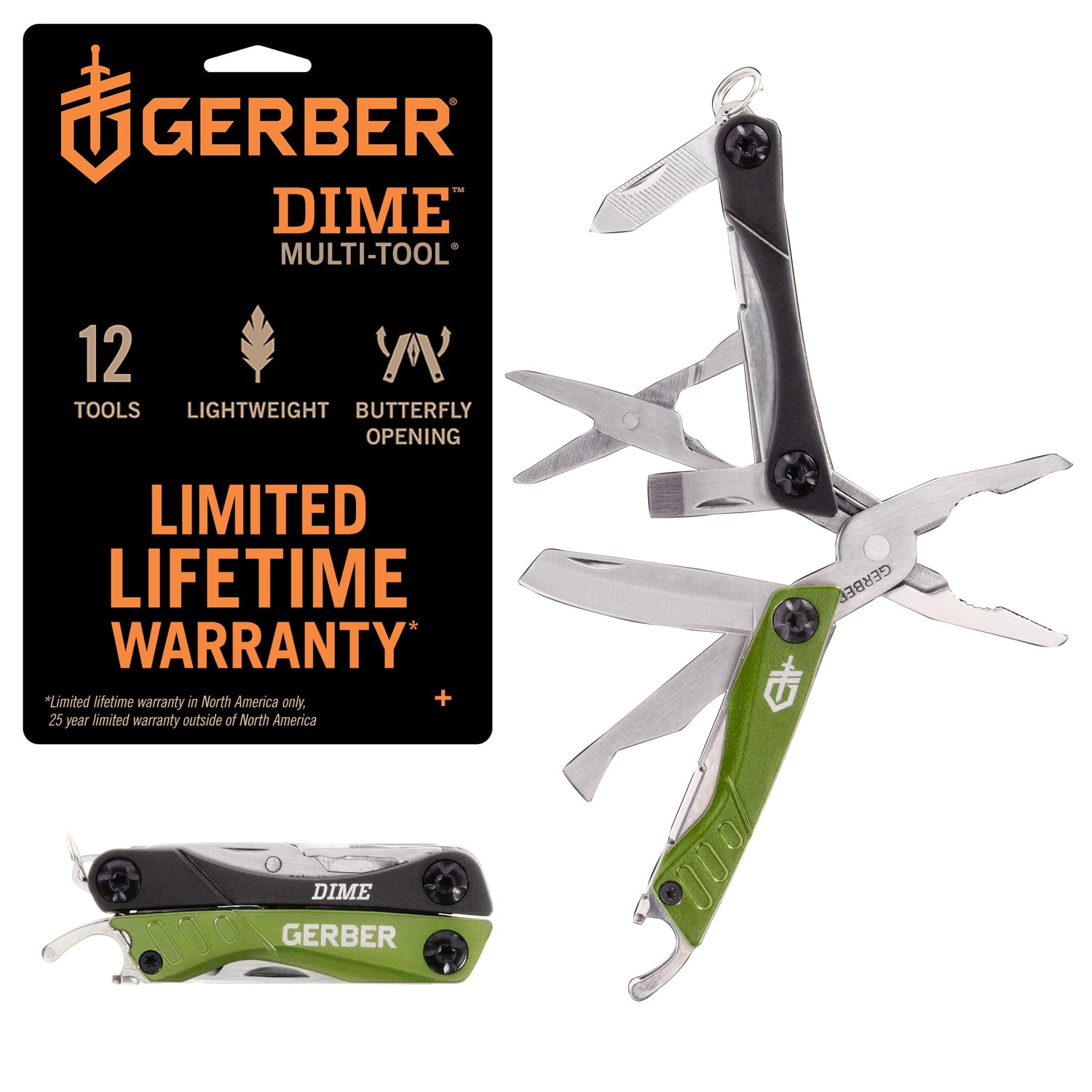 Gerber Dime 12-in-1 needle nose pliers provide precise grip for quick field repairs.