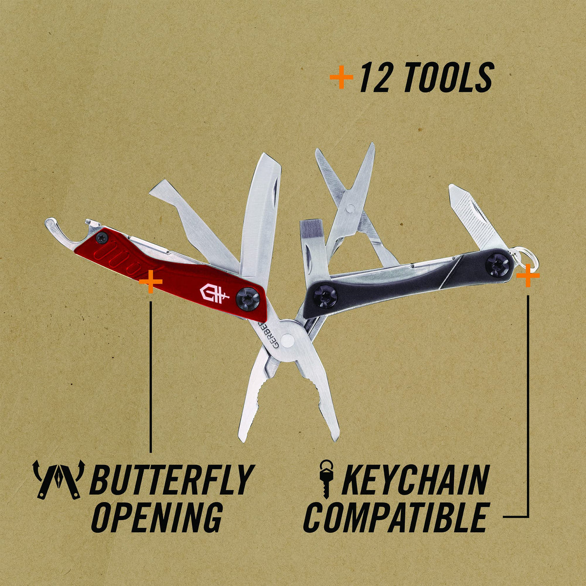 Gerber Dime plain-edge blade for versatile cutting tasks on site