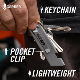 Gerber EAB Slim pocket clip with keychain loop for quick access.