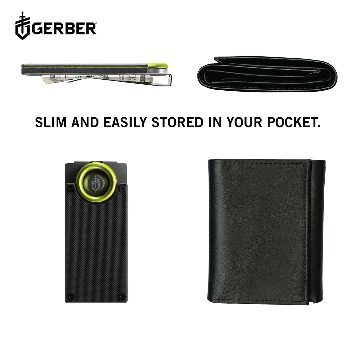 Gerber GDC money clip demonstrates storage for up to five cards