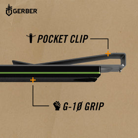 Close-up of the front plate with G-10 texture on the Gerber GDC