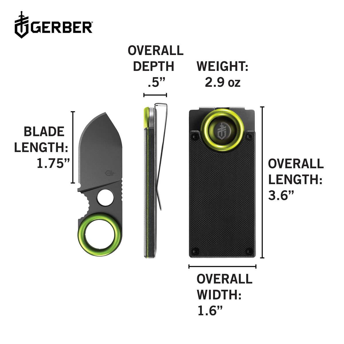 Gerber pocket knife with sheath beside the money clip