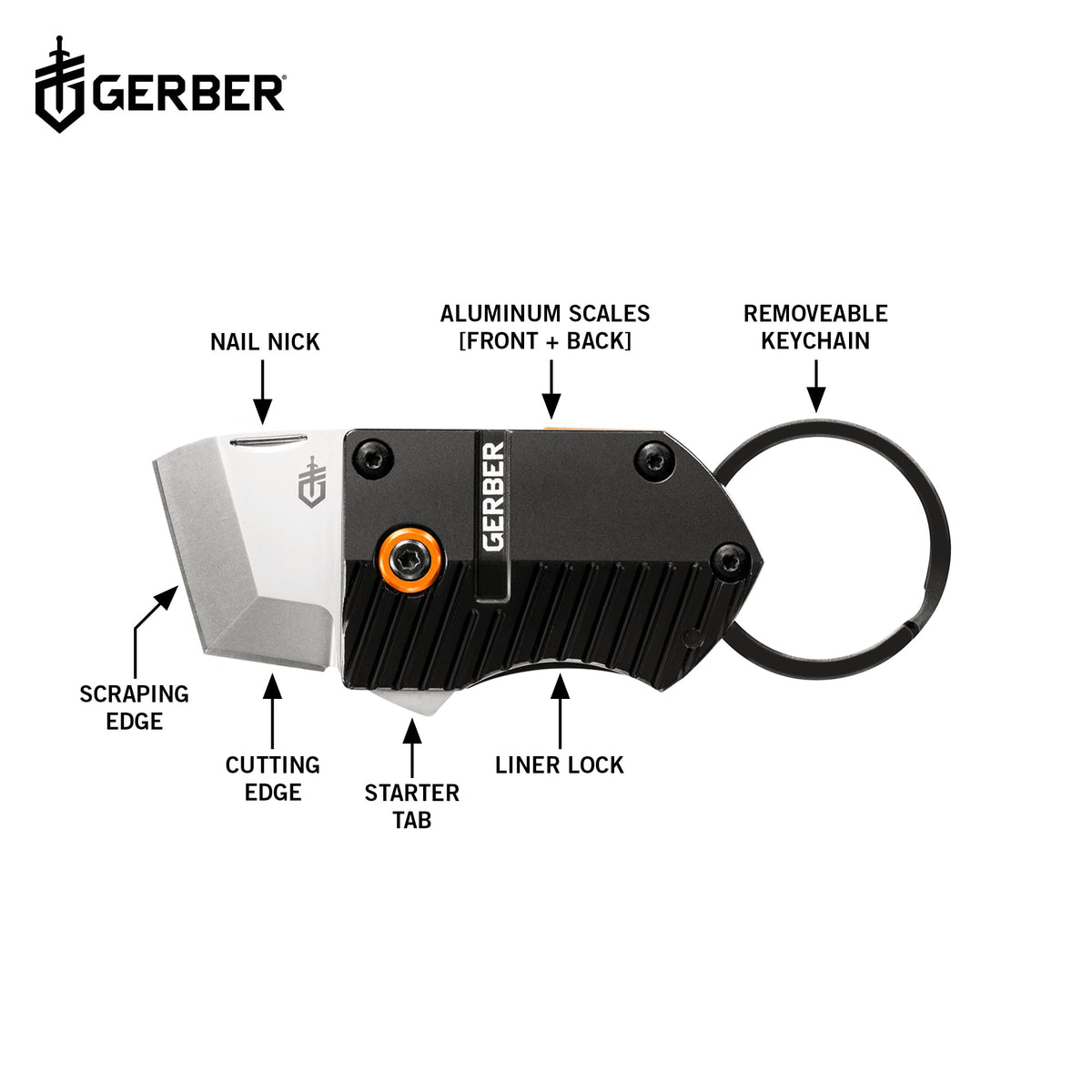 Gerber Key Note with 1-inch plain edge blade enabling precise cuts.