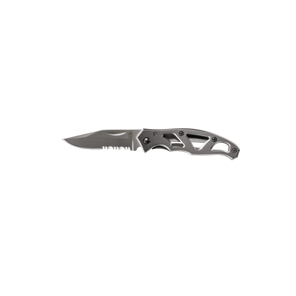 Gerber Paraframe Mini Knife opened with one hand for fast access.