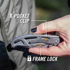 Gerber Paraframe I pocket clip ensures secure and hands-free access.