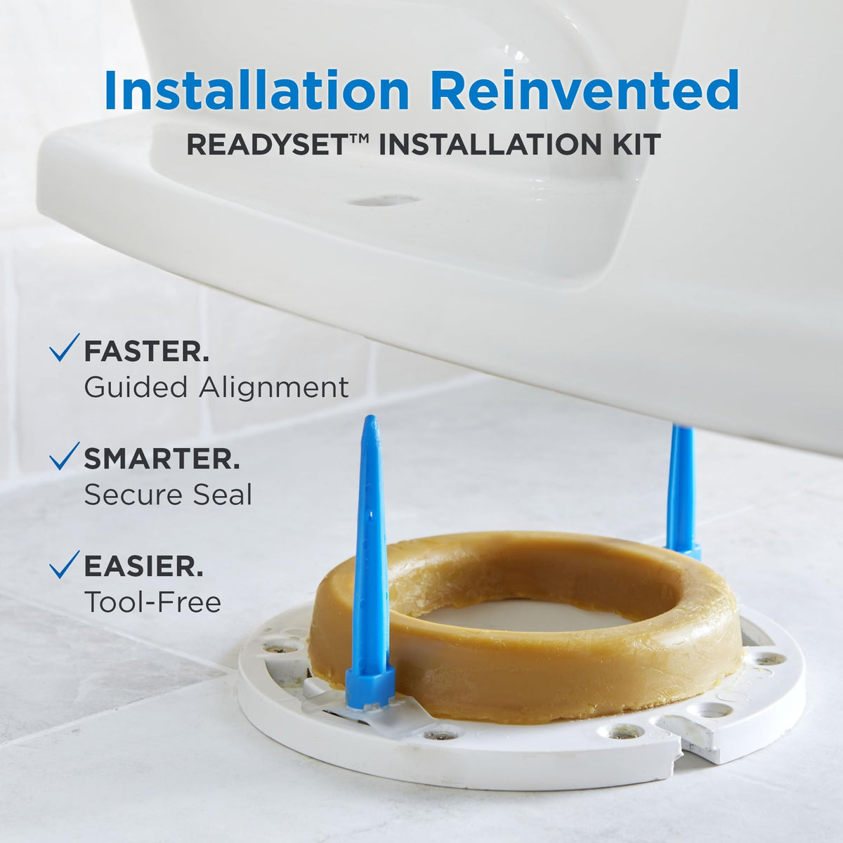 Gerber ReadySet kit with wax ring enables fast, tool-free setup.