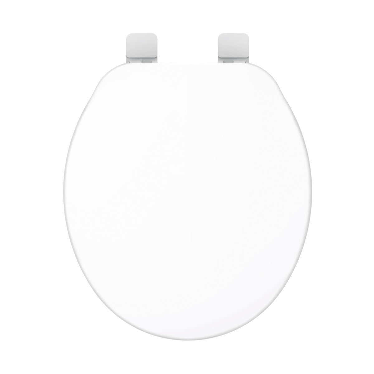 Gerber round front toilet seat white closed view highlighting clean, simple bathroom upgrade