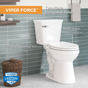 Gerber Viper Force toilet side view highlights ADA-height comfort and fit.