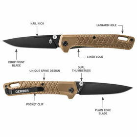 Gerber Zilch integrated lanyard hole enables versatile carry options.