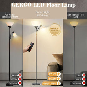 GERGO Led Floor Lamp 360-degree gooseneck directs light precisely for reading.