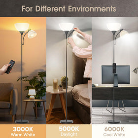GERGO Led Floor Lamp remote control enables easy dimming and scene setup from across the room.