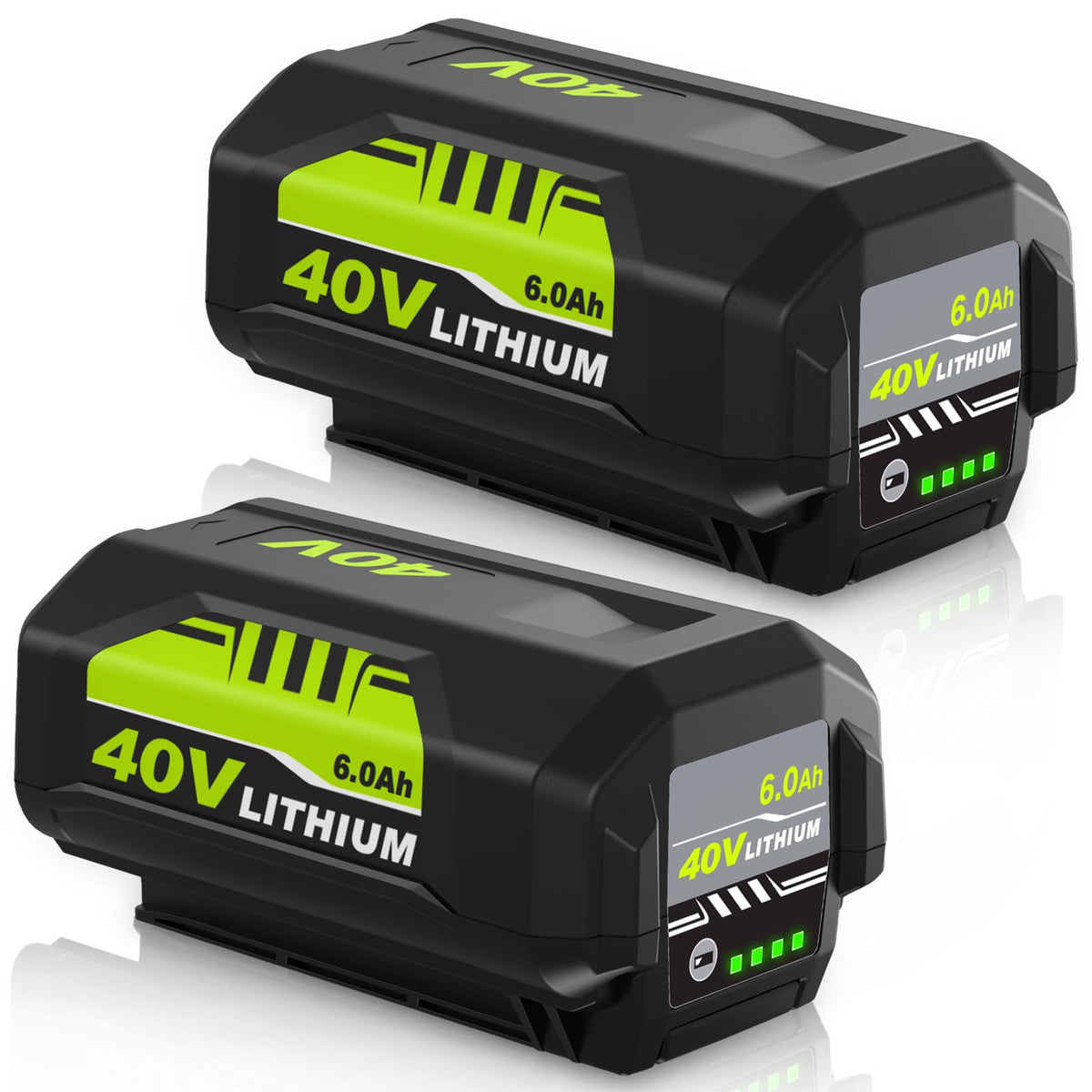 GERIT BATT 40V 6000mAh battery pack two-pack for Ryobi, extended outdoor tool runtime.