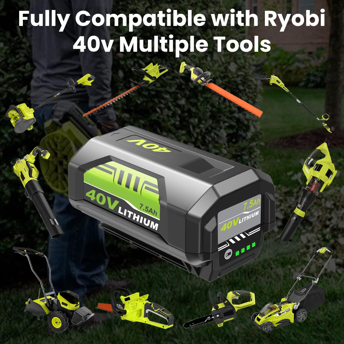 GERIT BATT 2Pack in use with Ryobi tool demonstrating cordless operation