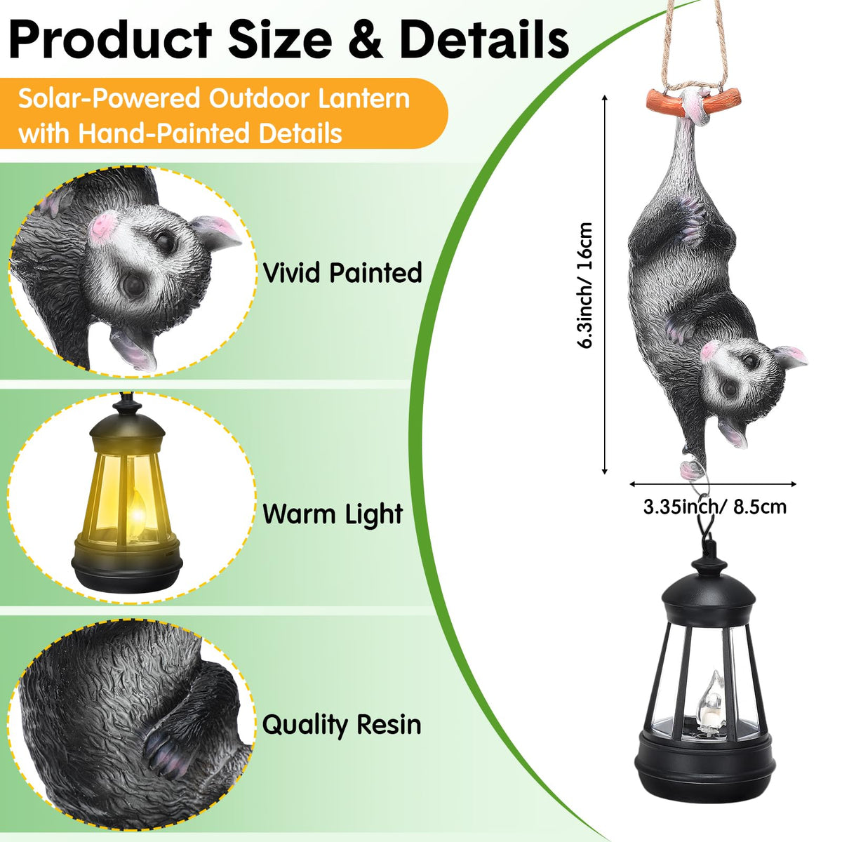 Gerrii possum outdoor waterproof figurine standing up to weather