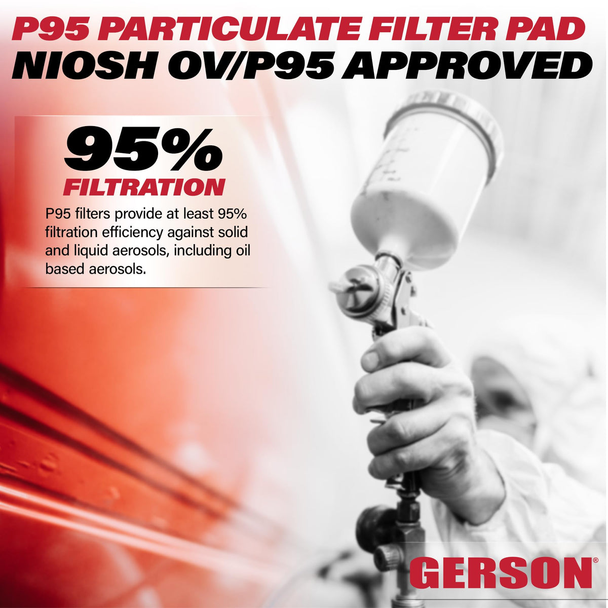 Gerson P95 filter pad cartridge compatibility with Gerson respirators.