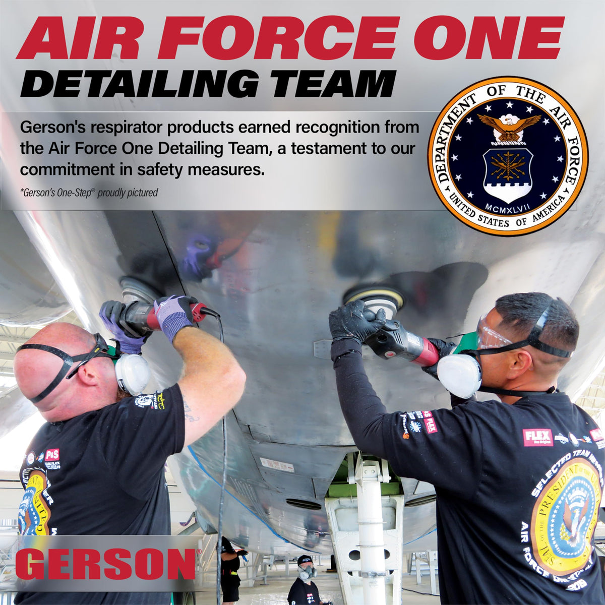Gerson P95 filter pad in use during paint spray tasks.