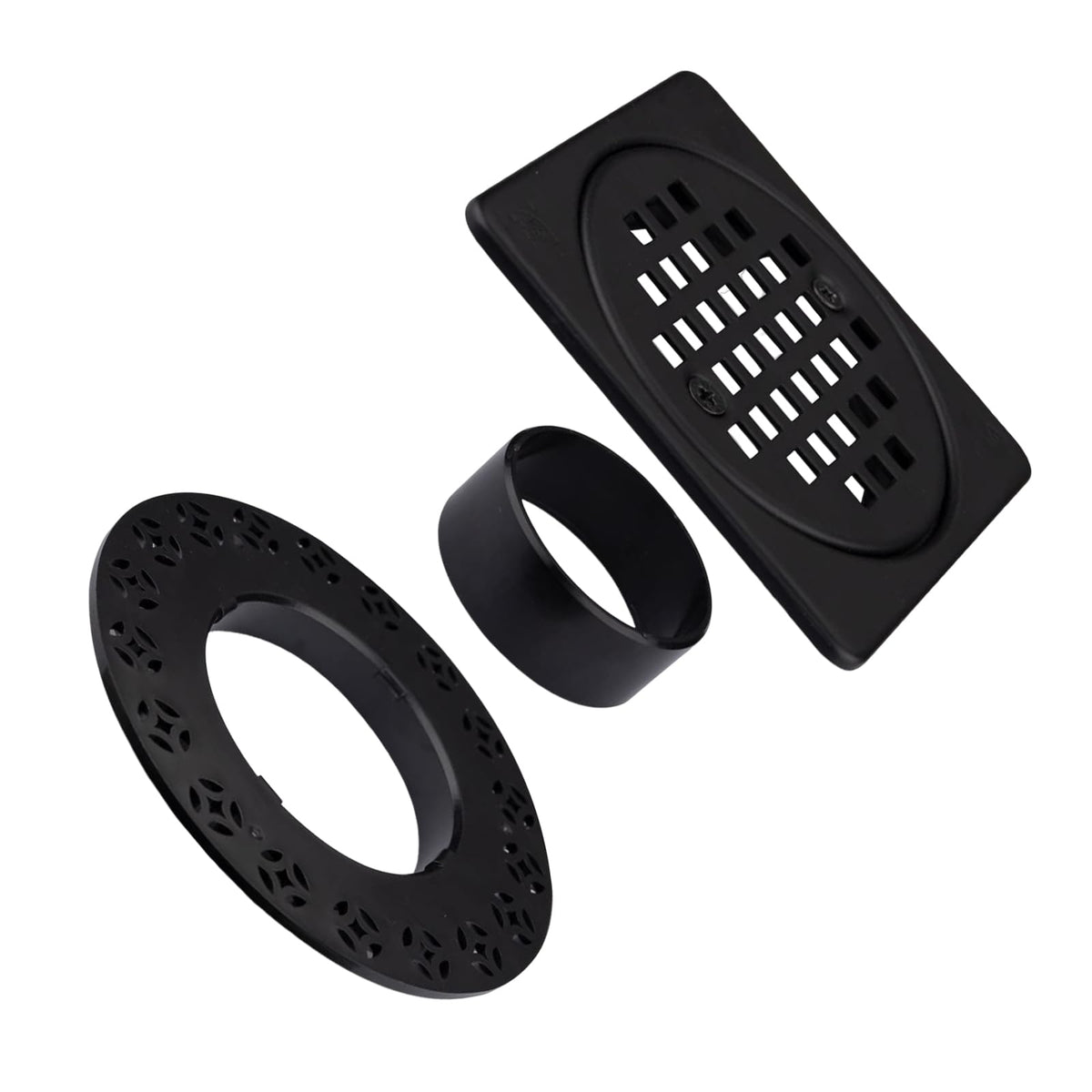 Gertrdti 4-inch matte black square drain grate for reliable shower drainage